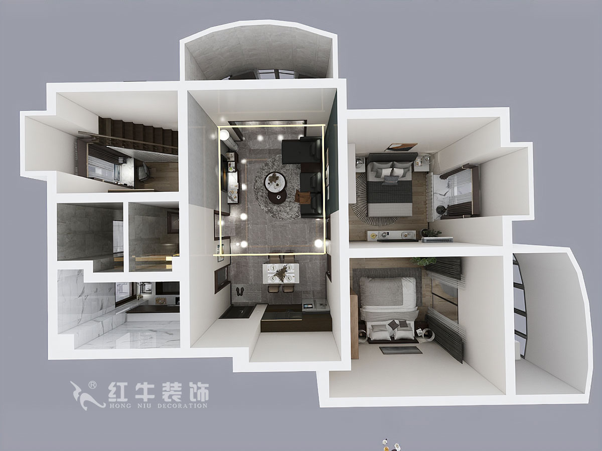 郭志成_墨香山庄25-1101-197㎡-轻奢简美风格_5室3厅2卫（老房装修）_定制家￥260180_全包26万00_07鸟瞰图1楼